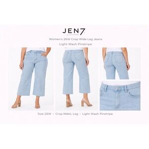 Jen7 by 7 For All Mankind Womens 26W Crop Wide Leg Jeans Light Wash Pinstripe